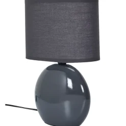 Lampe - Home Deco Factory - Ovale - Céramique - Gris Anthracite - H30 Cm