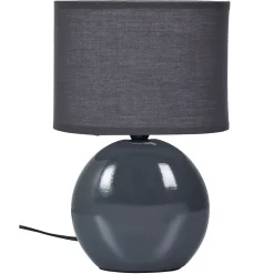 Lampe - Home Deco Factory - Ovale - Céramique - Gris Anthracite - H30 Cm