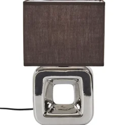 Lampe - Home Deco Factory - Céramique Chromée - Argent Et Blanc