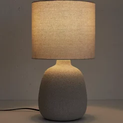 Lampe - Home Deco Factory - Ceramique Embossee - Argent - H40 X L22 X P22 Cm