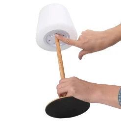 Lampe - Home Deco Factory - Effet Bois - Rechargeable - Blanc Et Marron - H40 X L15 X P15 Cm