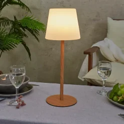 Lampe - Home Deco Factory - Effet Bois - Rechargeable - Blanc Et Marron - H40 X L15 X P15 Cm