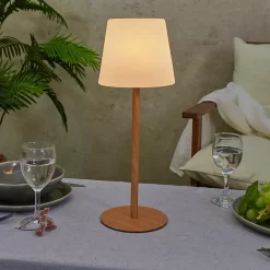 Lampe - Home Deco Factory - Effet Bois - Rechargeable - Blanc Et Marron - H40 X L15 X P15 Cm