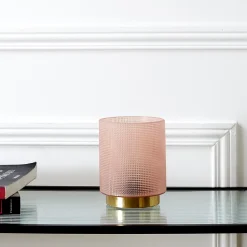 Lampe à Poser - Home Deco Factory - Verre Embossé - Rose