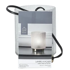 Lampe à Poser - Home Deco Factory - Verre Embossé - Blanc