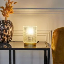 Lampe à Poser - Home Deco Factory - Verre Embossé - Blanc