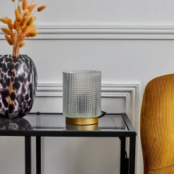 Lampe à Poser - Home Deco Factory - Verre Embossé - Blanc