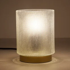 Lampe à Poser - Home Deco Factory - Verre Embossé - Blanc