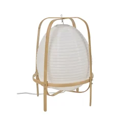 Lampe à poser Akemi IP20 E27 40W H.40 x Ø30 cm papier japonais, bambou, blanc Corep