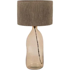 Lampe à poser ambre Heliac verre jute 30x60cm