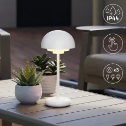 Lampe à poser Astrapia LED tactile blanc IP44 Ø13.7 x H.29.8 cm 1.8W GoodHome