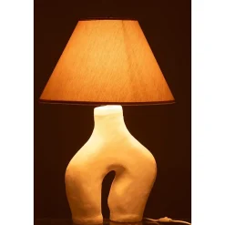 Lampe à poser avec abat jour en papier maché (70x35 cm - Blanc)