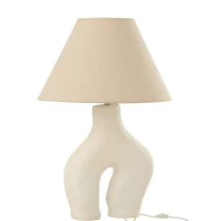 Lampe à poser avec abat jour en papier maché (70x35 cm - Blanc)