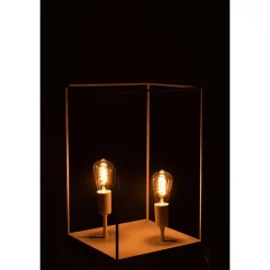 Lampe à poser avec cadre métal blanc 51x30x30 cm