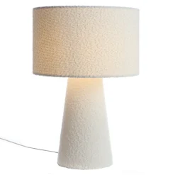 Lampe à poser Badi tissu bouclé blanc IP20 E27 40W Ø.35 x H.50 cm Lussiol