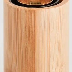 Lampe à poser bambou et métal noir H.9cm E27 40W Brilliant, Kerry