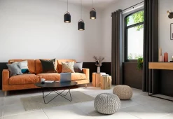 Lampe à poser bambou et métal noir H.9cm E27 40W Brilliant, Kerry