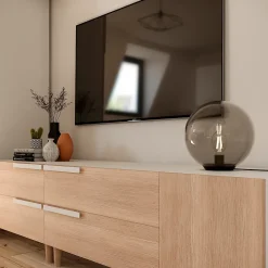 Lampe à poser Barool E27 IP20 verre fumé