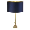 Lampe à poser Base Pied laiton antique Abatjour velours bleu marine interieur doré E27 max 60w Haut 67cm Diam 40cm WHITBY