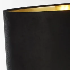 Lampe à poser Base Pied laiton antique Abatjour velours Noir interieur doré E27 max 60w Haut 67cm Diam 40cm WHITBY