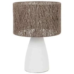 Lampe à poser blanc jute fer 28x41cm