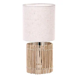 Lampe à poser Bocage effet bois, abat-jour tissu écru Ø15 x H.31cm Seynave