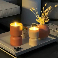 Lampe à poser bougie LED Lovere beige IP44 H.17cm Brilliant