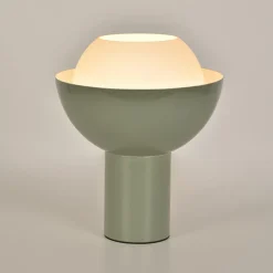 Lampe à poser boule en métal vert E27 15W H.30cm Corep