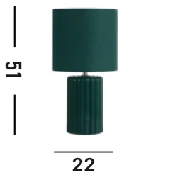 Lampe à poser Ceramique Vert Olive, Abatjour assortis Tissu Vert Olive E14 40w max Haut 51cm Diam 22cm GROOVE