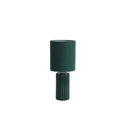 Lampe à poser Ceramique Vert Olive, Abatjour assortis Tissu Vert Olive E14 40w max Haut 51cm Diam 22cm GROOVE