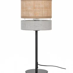 Lampe à poser Conebill lin métal et rotin E27 Ø20 x H.47 cm 25W GoodHome