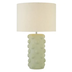 Lampe à poser Céramique Sauge, Abatjour Lin E14 max 60w Haut 54cm Diam 33cm BOBBLE