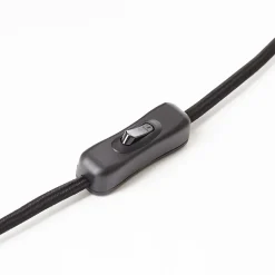 Lampe à poser Daeny verre et acier taupe, câble tissu noir H.27cm IP20 E27 25W Brilliant