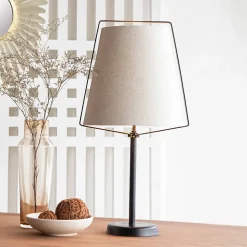 Lampe à poser design avec abat-jour en lin Oviala