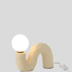 Lampe à poser design en pierre (8x22x17 cm - Beige)