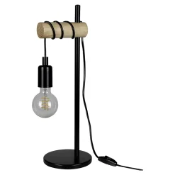 Lampe à poser effet bois et métal noir E27 Ø15.7cm x H.49 cm 42W GoodHome Hornero