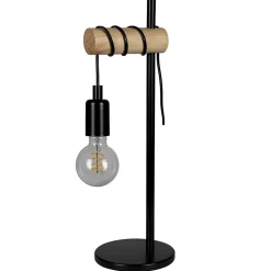 Lampe à poser effet bois et métal noir E27 Ø15.7cm x H.49 cm 42W GoodHome Hornero