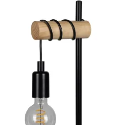 Lampe à poser effet bois et métal noir E27 Ø15.7cm x H.49 cm 42W GoodHome Hornero