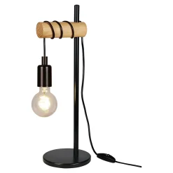 Lampe à poser effet bois et métal noir E27 Ø15.7cm x H.49 cm 42W GoodHome Hornero
