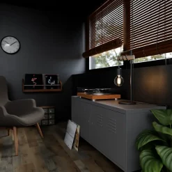 Lampe à poser effet bois et métal noir E27 Ø15.7cm x H.49 cm 42W GoodHome Hornero