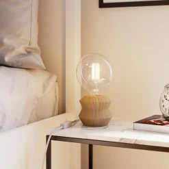 Lampe à poser effet bois E27 Ø11 x H.9cm 25W GoodHome Hoopoe