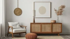 Lampe à poser en bois et lin H.70cm E27 40W Seynave, Sanchez