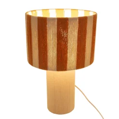Lampe à poser en corde de coton rayée blanc et orange H.42 cm E27 40 W Jumell Moyo