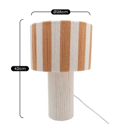 Lampe à poser en corde de coton rayée blanc et orange H.42 cm E27 40 W Jumell Moyo