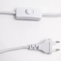 Lampe à poser en corde de coton rayée blanc et orange H.42 cm E27 40 W Jumell Moyo