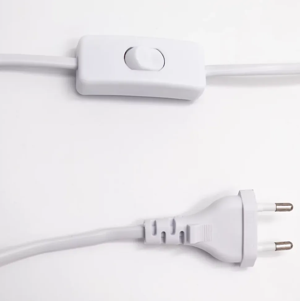 Lampe à poser en corde de coton rayée blanc et orange H.42 cm E27 40 W Jumell Moyo