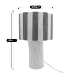 Lampe à poser en corde de coton rayée blanc et rouge H.42 cm E27 40 W Jumell Moyo