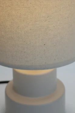 Lampe à poser en céramique blanc écru et lin H.25 cm E14 40W, Seynave Lipa