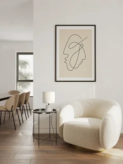 Lampe à poser en céramique blanc écru et lin H.25 cm E14 40W, Seynave Lipa