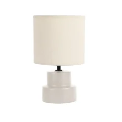 Lampe à poser en céramique blanc écru et lin H.25 cm E14 40W, Seynave Lipa